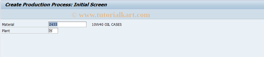 SAP TCode CKML_FPR1 - Create Production Process