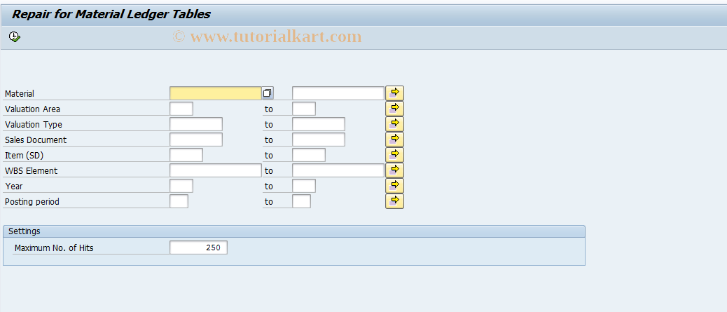 SAP TCode CKMREP - Repair Program for ML Tables