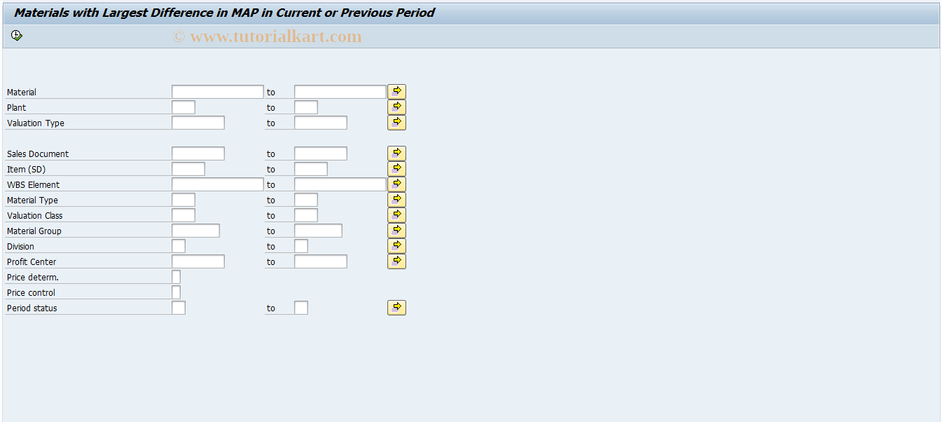 SAP TCode CKMTOPPRICEDIF - Mat. with Highest MAP Difference