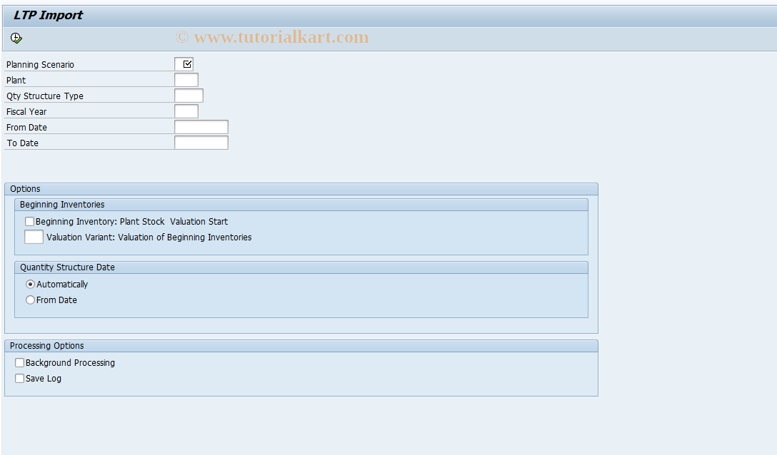 SAP TCode CKMVAPP - Data Transfer: Valuation Production Plan