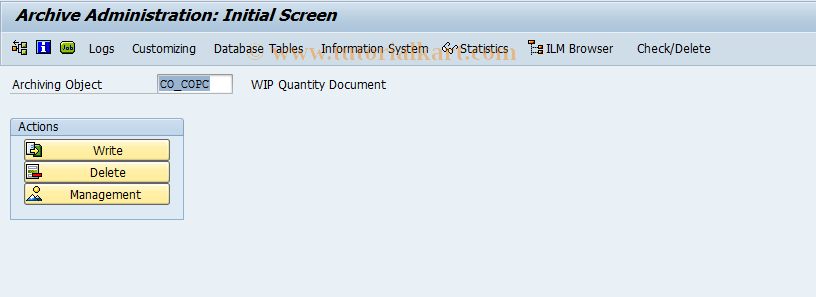SAP TCode CKRA - Archive: Create and Remove Index
