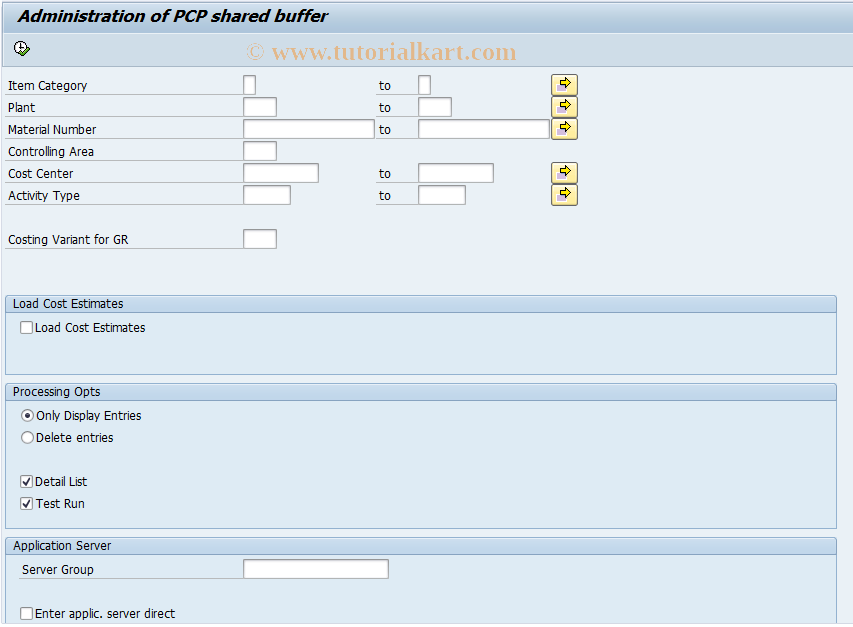 SAP TCode CKSBX - Administration Shared Buffer