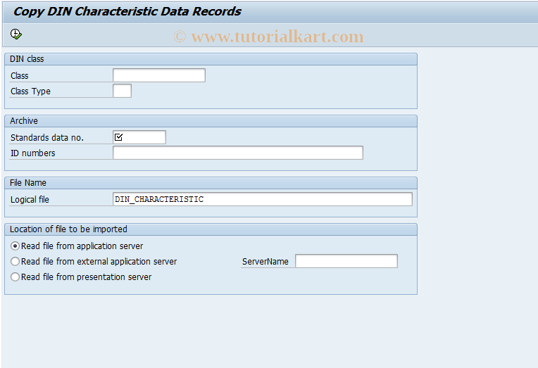 SAP TCode CL6F - Copy DIN Characteristic Data