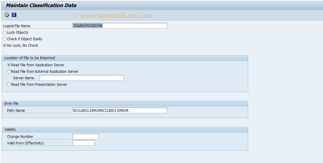 SAP TCode CLB2 - Direct Input for Classification