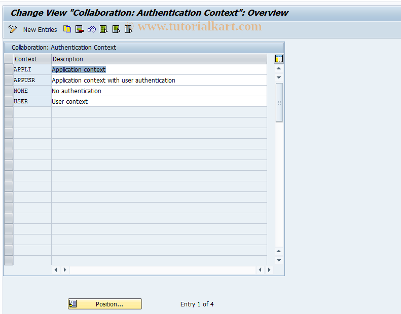 SAP TCode CLB_AUTH_CONT - Collaboration: Authorization Context