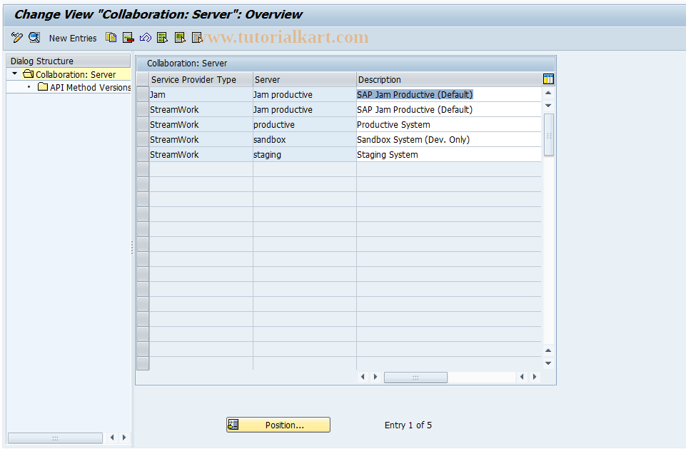 SAP TCode CLB_PLATF_DEF - Collaboration: Server Definitions