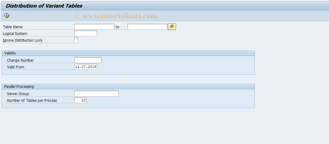 SAP TCode CLD4 - Distr. Variant Tables (Data)