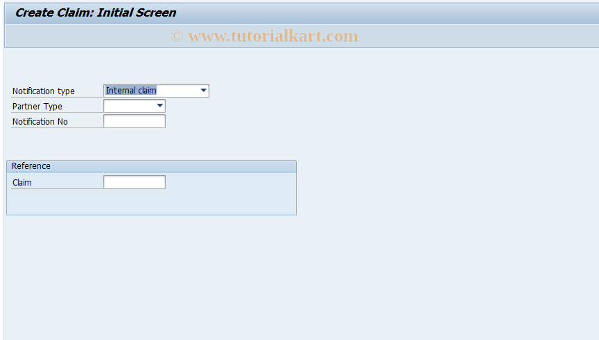 SAP TCode CLM1 - Create Claim