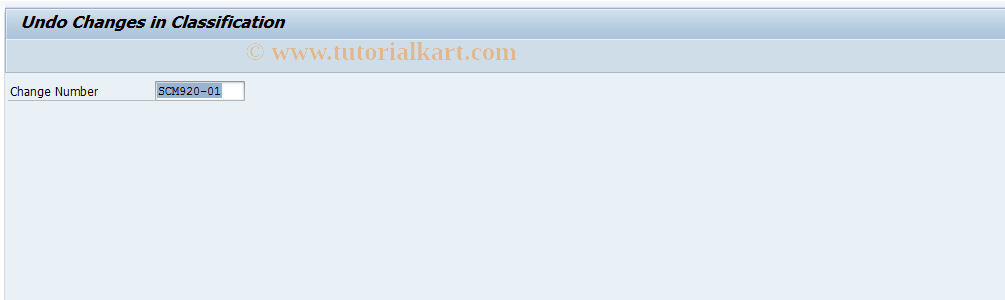 SAP TCode CLUNDO - Undo Changes (CA-CL)