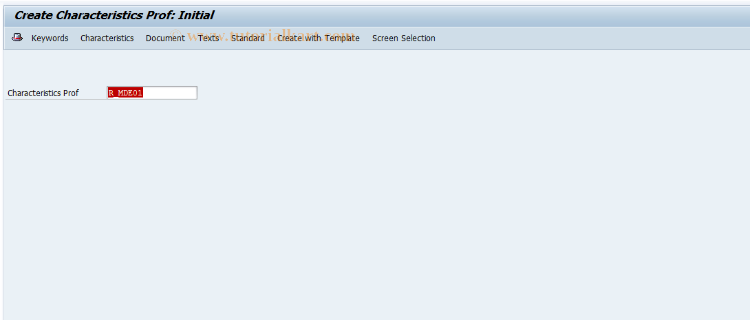 SAP TCode CLWE - Create Characteristic Profile (MMS)