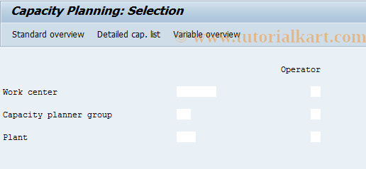 SAP TCode CM01 - Cap. planning, work center load