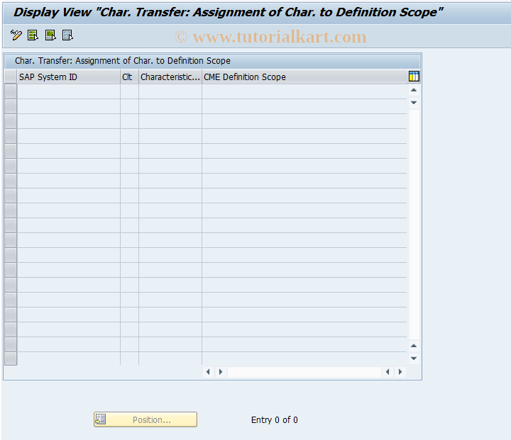 SAP TCode CME_CHAR_DSCOPE - Assign Definition Scope to  Characteristic 