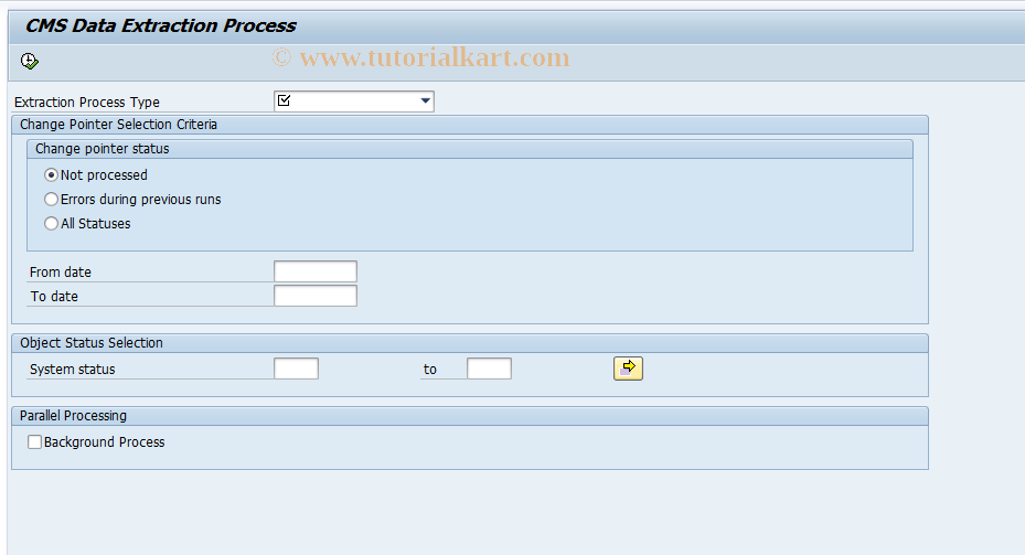 SAP TCode CMS_BII_DEX_PR_START - CMS Data Extraction Process