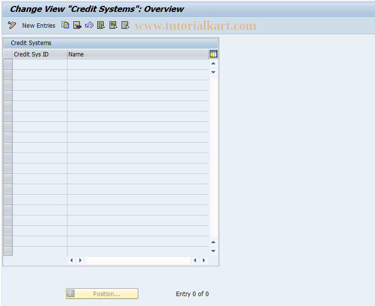 SAP TCode CMS_CUS_02 - Credit Systems