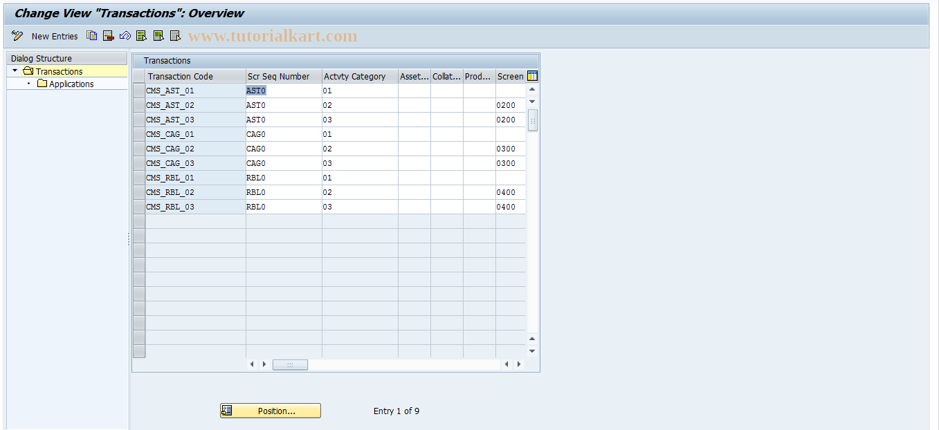 SAP TCode CMS_CUS_06 - Transactions