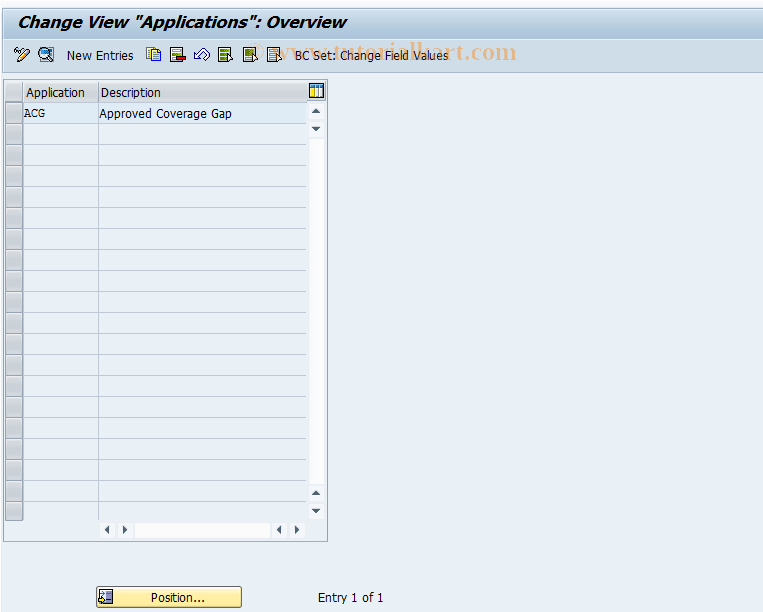 SAP TCode CMS_CUS_ACG_BDT_001 - CMS Control: Applications