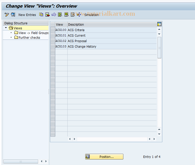 SAP TCode CMS_CUS_ACG_BDT_003 - CMS Control: Views