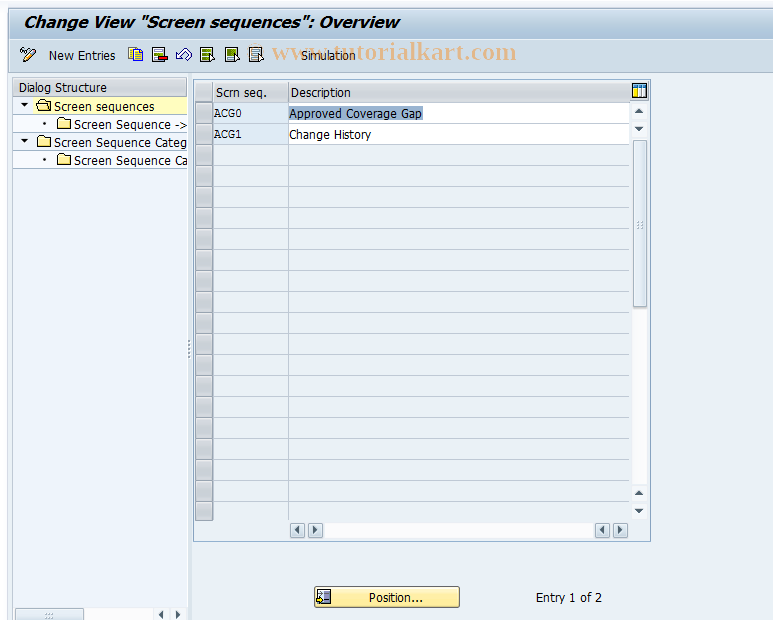 SAP TCode CMS_CUS_ACG_BDT_006 - CMS Control: Screen Seq.