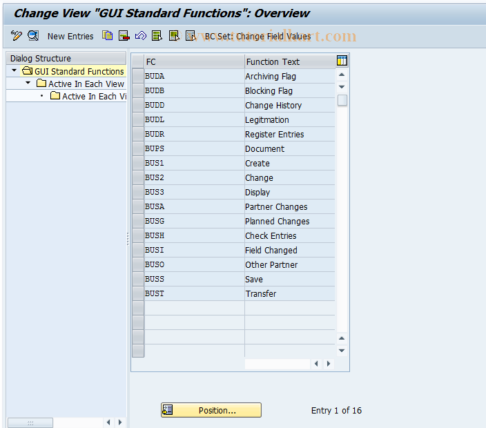 SAP TCode CMS_CUS_ACG_BDT_008 - CMS Control: GUI Standard Functions