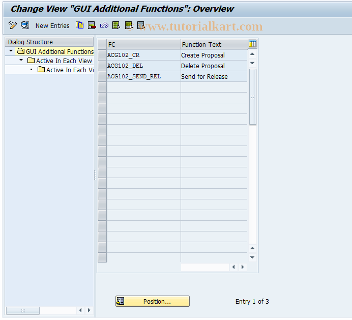 SAP TCode CMS_CUS_ACG_BDT_009 - CMS Control: GUI Addl Functions