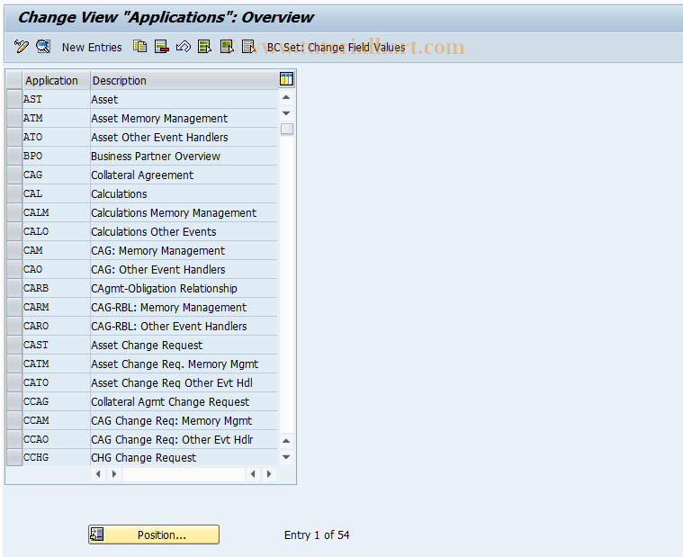 SAP TCode CMS_CUS_BDT_001 - CMS Control: Applications