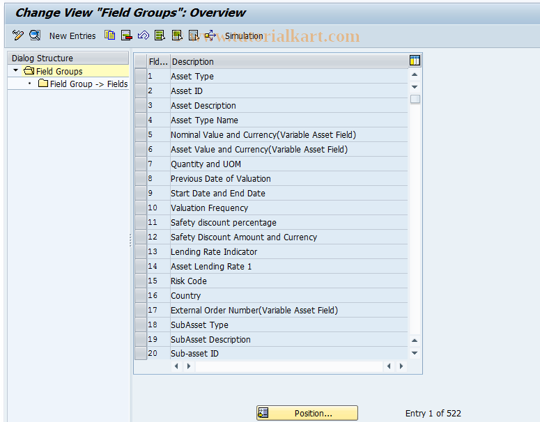 SAP TCode CMS_CUS_BDT_002 - CMS Control: Field Groups