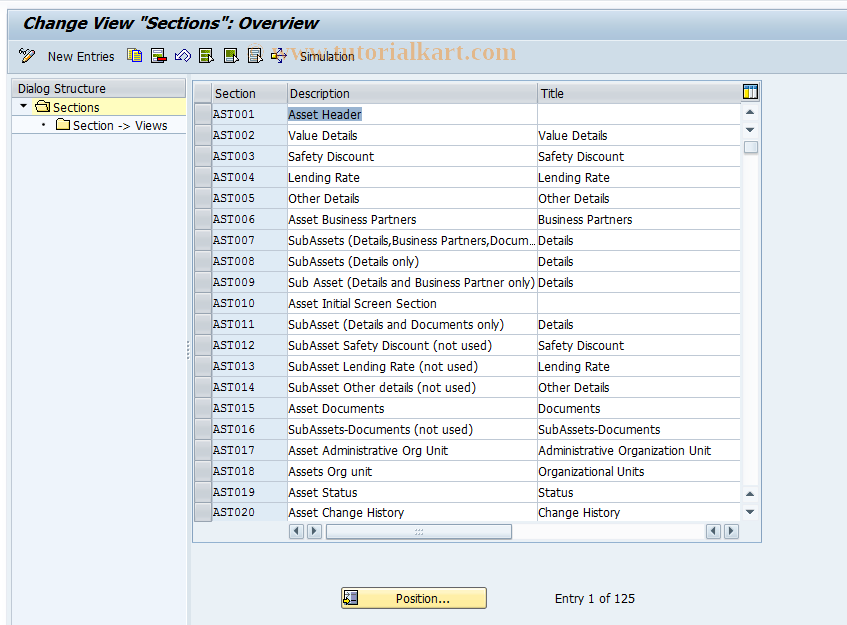 SAP TCode CMS_CUS_BDT_004 - CMS Control: Sections