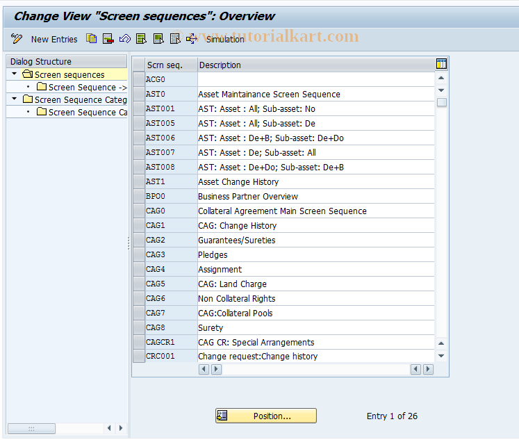 SAP TCode CMS_CUS_BDT_006 - CMS Control: Screen Seq.