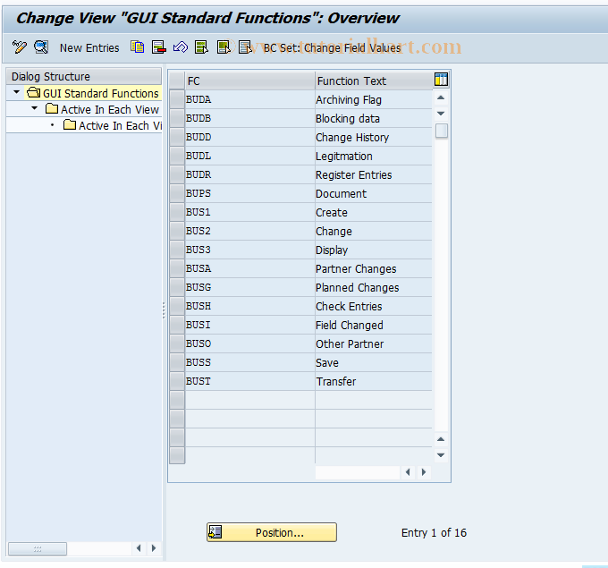 SAP TCode CMS_CUS_BDT_008 - CMS Control: GUI Standard Functions