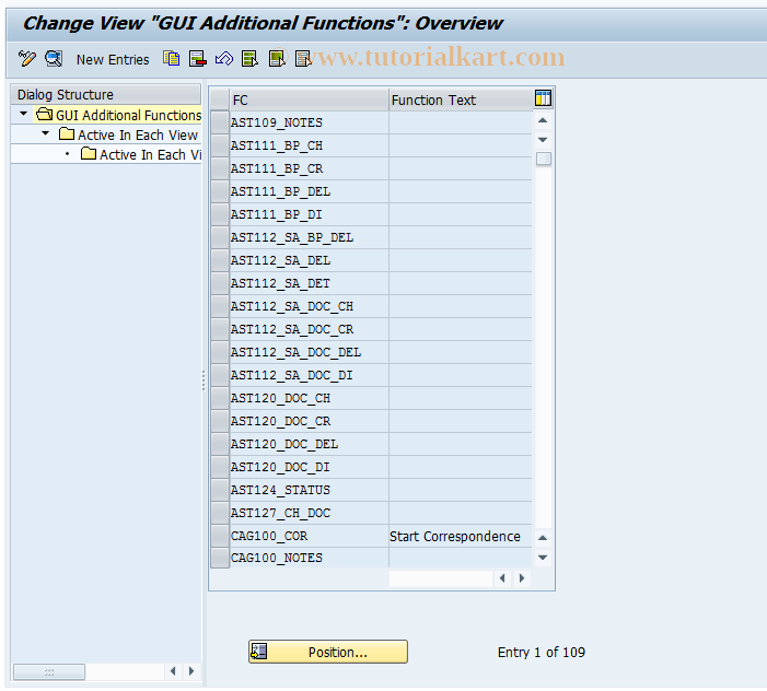 SAP TCode CMS_CUS_BDT_009 - CMS Control: GUI Addl Functions