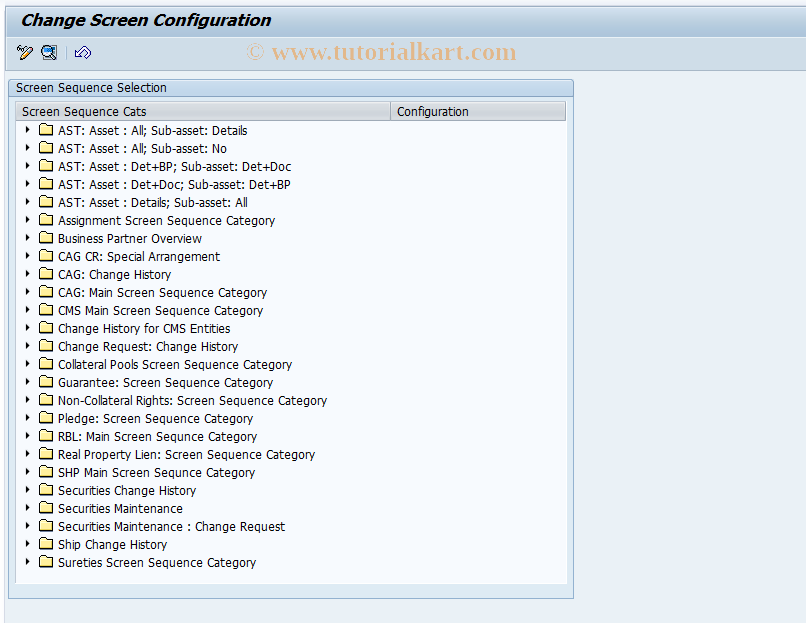 SAP TCode CMS_CUS_BDT_104 - CMS-Cust: Screen Configuration