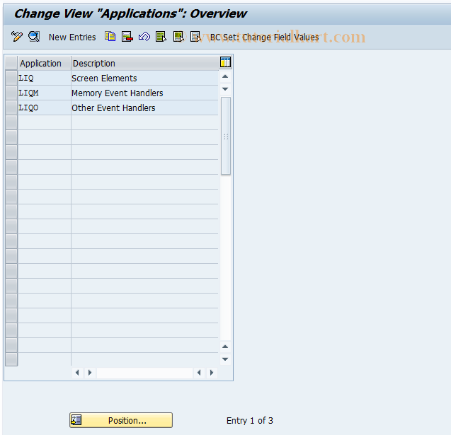 SAP TCode CMS_CUS_LIQ_BDT_001 - CMS Control: Applications