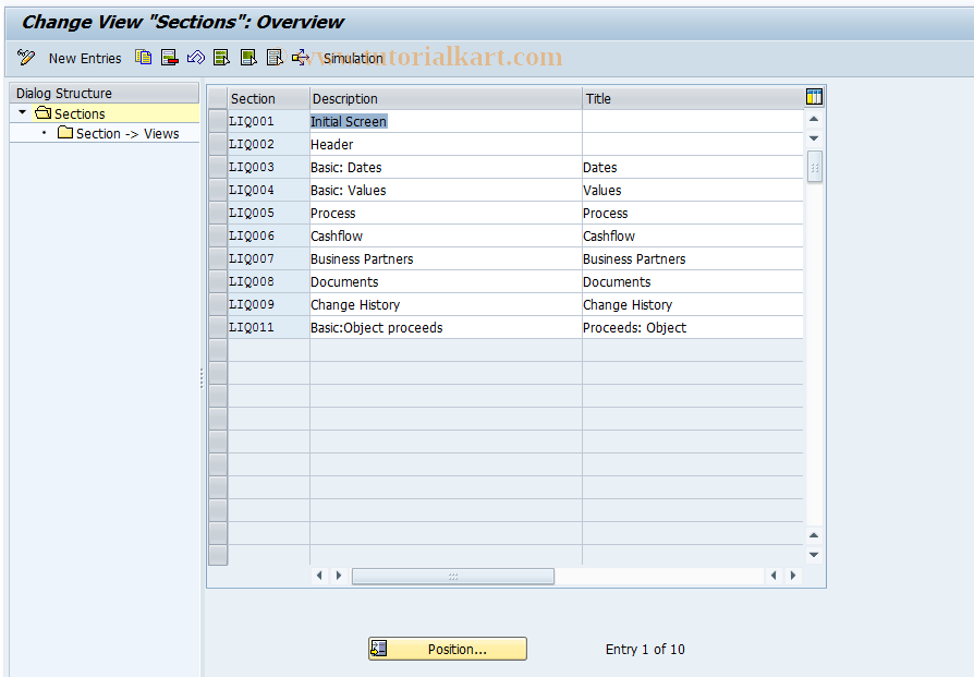 SAP TCode CMS_CUS_LIQ_BDT_004 - CMS Control: Applications