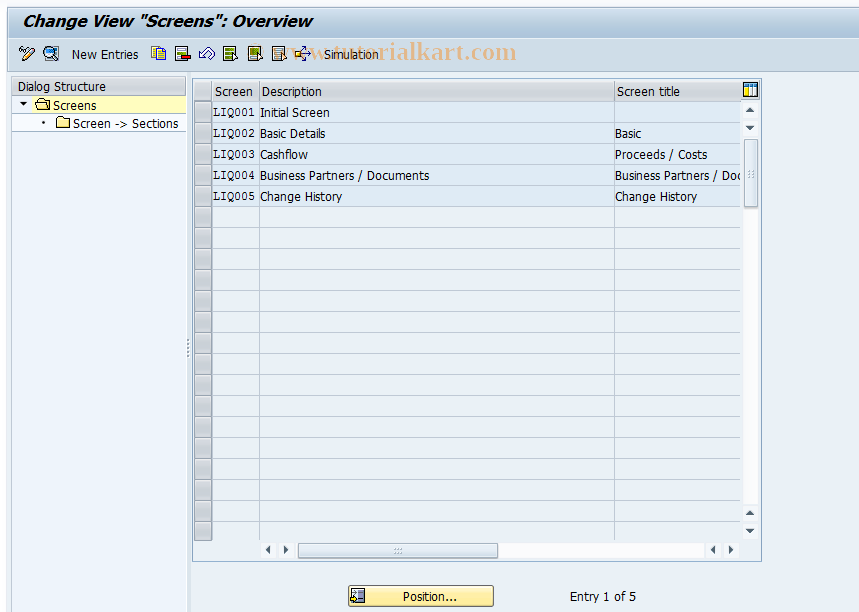 SAP TCode CMS_CUS_LIQ_BDT_005 - CMS Control: Applications