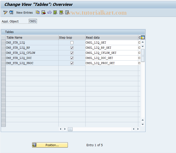 SAP TCode CMS_CUS_LIQ_BDT_016 - CMS Control: Applications