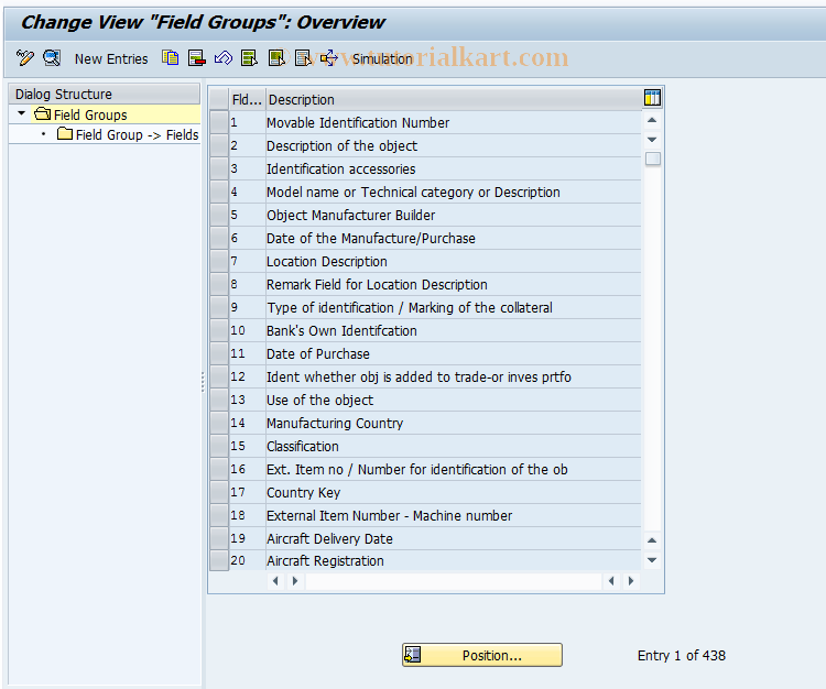 SAP TCode CMS_CUS_OMS_BDT_002 - CMS Control: Field Groups