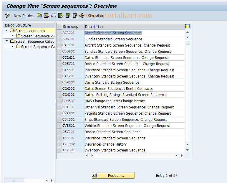 SAP TCode CMS_CUS_OMS_BDT_006 - CMS Control: Screen Seq.