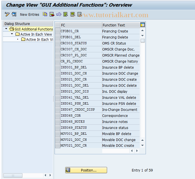 SAP TCode CMS_CUS_OMS_BDT_009 - CMS Control: GUI Addl Functions