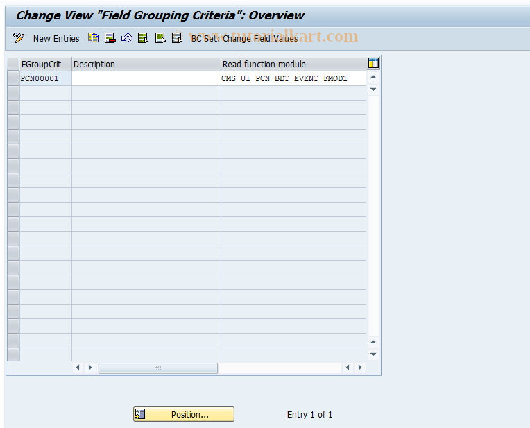 SAP TCode CMS_CUS_OMS_BDT_012 - CMS Control: Field Group . Criteria
