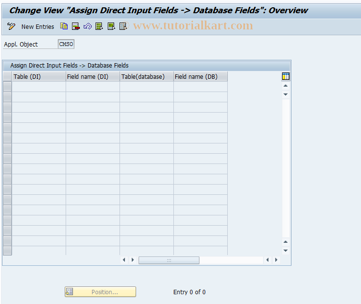 SAP TCode CMS_CUS_OMS_BDT_021 - CMS control: Assign.DI field->DB fld