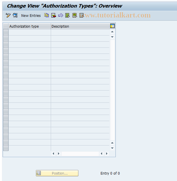 SAP TCode CMS_CUS_OMS_BDT_102 - CMS Cust: Authorization Types