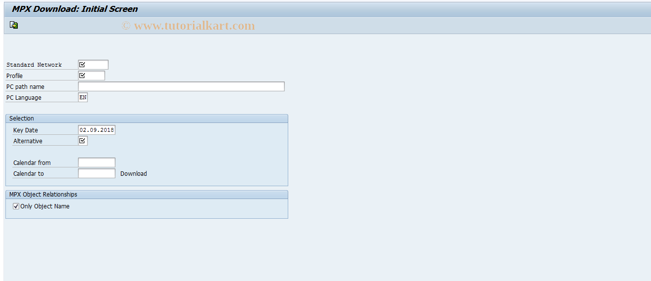 SAP TCode CN06 - MPX Download: Standard Network