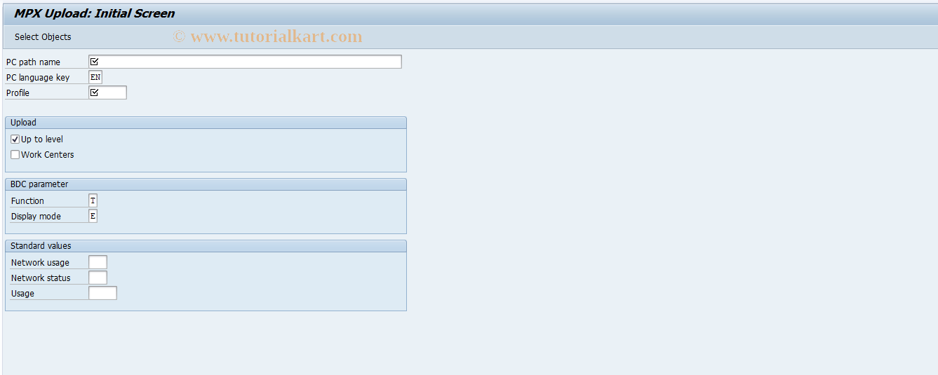 SAP TCode CN07 - MPX Upload: Standard Network