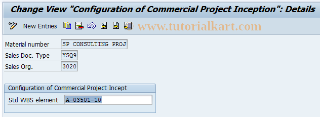 SAP TCode CN08CI -  Configure Commercial Project Inception