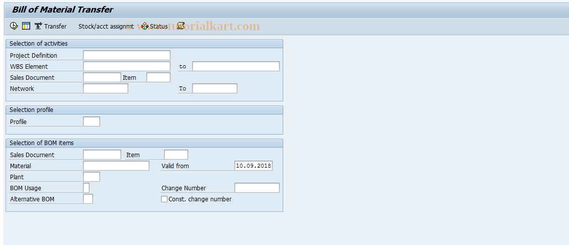 SAP TCode CN33 - PDM-PS interface