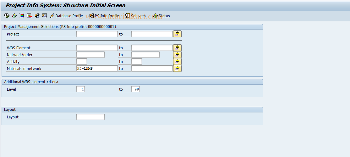 SAP TCode CN41N - Project structure overview