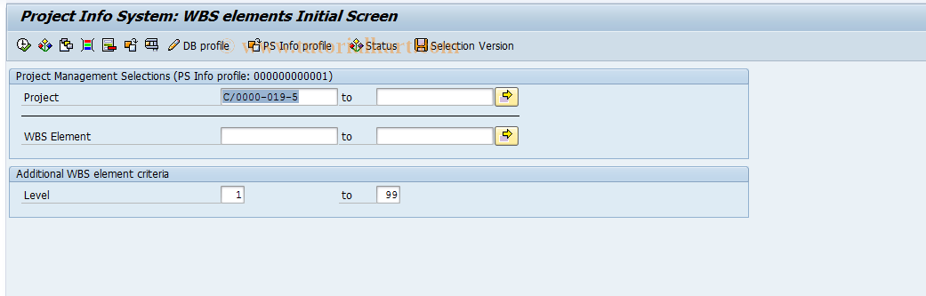 SAP TCode CN43 - Overview: WBS Elements