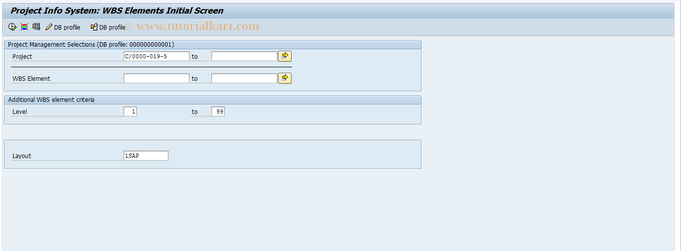 SAP TCode CN43N - Overview: WBS Elements