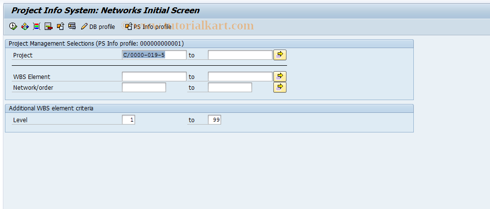 SAP TCode CN46 - Overview: Networks