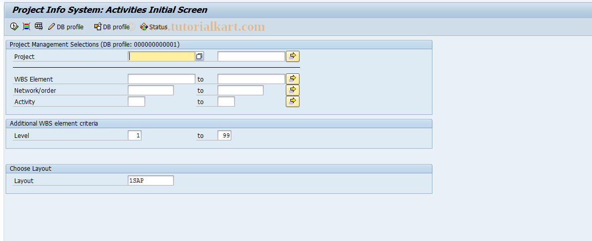 SAP TCode CN47N - Overview: Activities/Elements